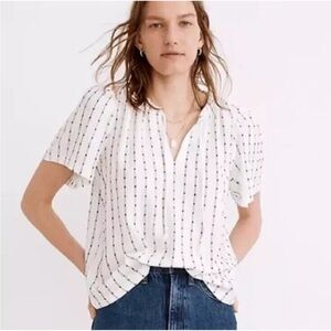 •new• MADEWELL Embroidered Striped Tunic Blouse